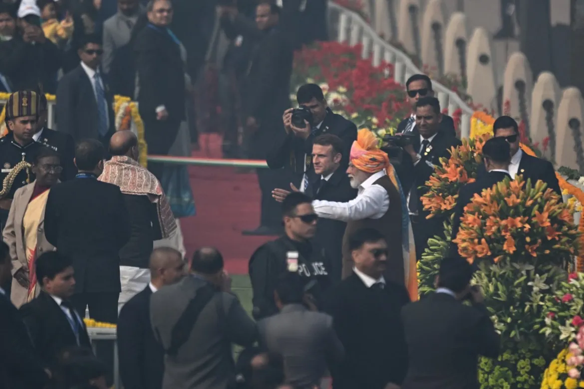 French President Macron with Indian Prime Minister Modi