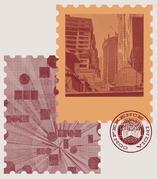 traditional postage stamp design in visual communications