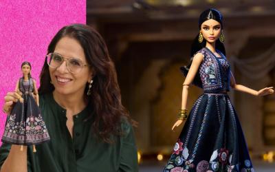 Designer Anita Dongre with her Diwali Barbie Doll