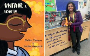 Author Mallika Thoppay with her book Unfair & Lovely